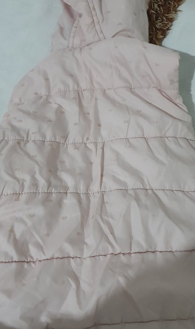 Kız Çocuk Pembe Kapüşonlu Peluş Detaylı Yelek - Görsel 4