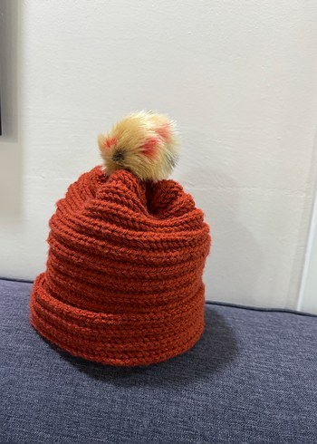 Kahverengi Ponponlu çocuk Örgü Bere - Görsel 2