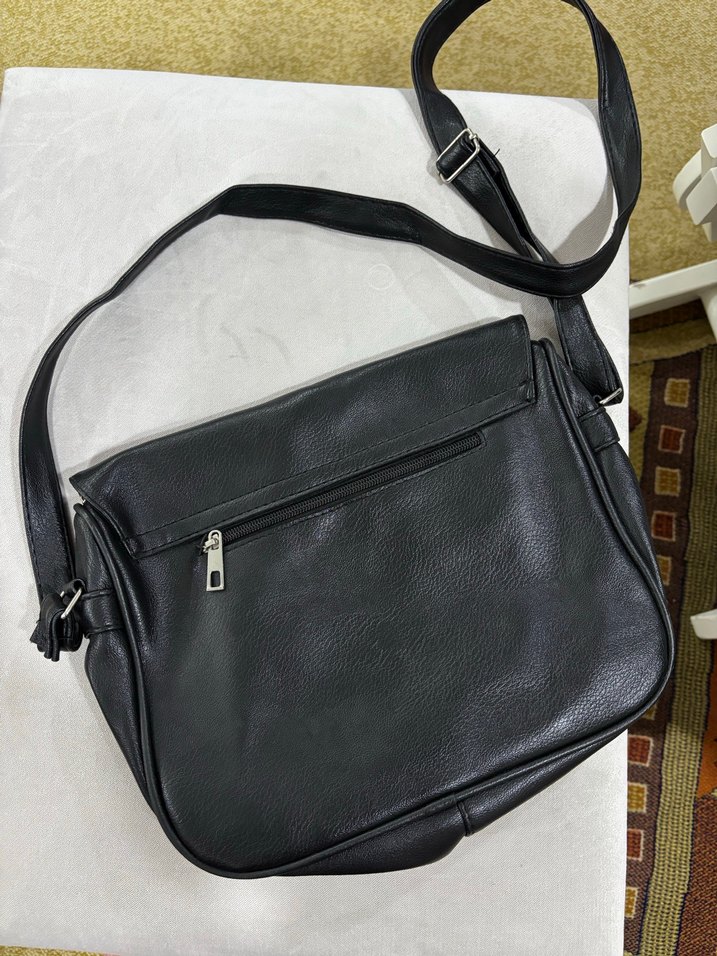 Siyah suni Deri Kadın Çanta - Görsel 3