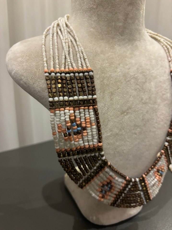 Uzun Etnik Desenli Boncuklu Bohem Kadın Kolye - Görsel 2