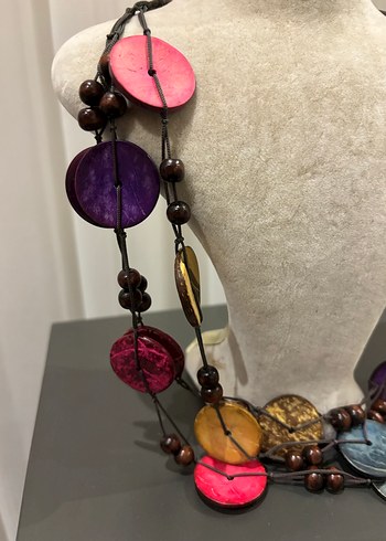 Renkli doğal taş Boncuklu Bohem Uzun Kolye - Görsel 2