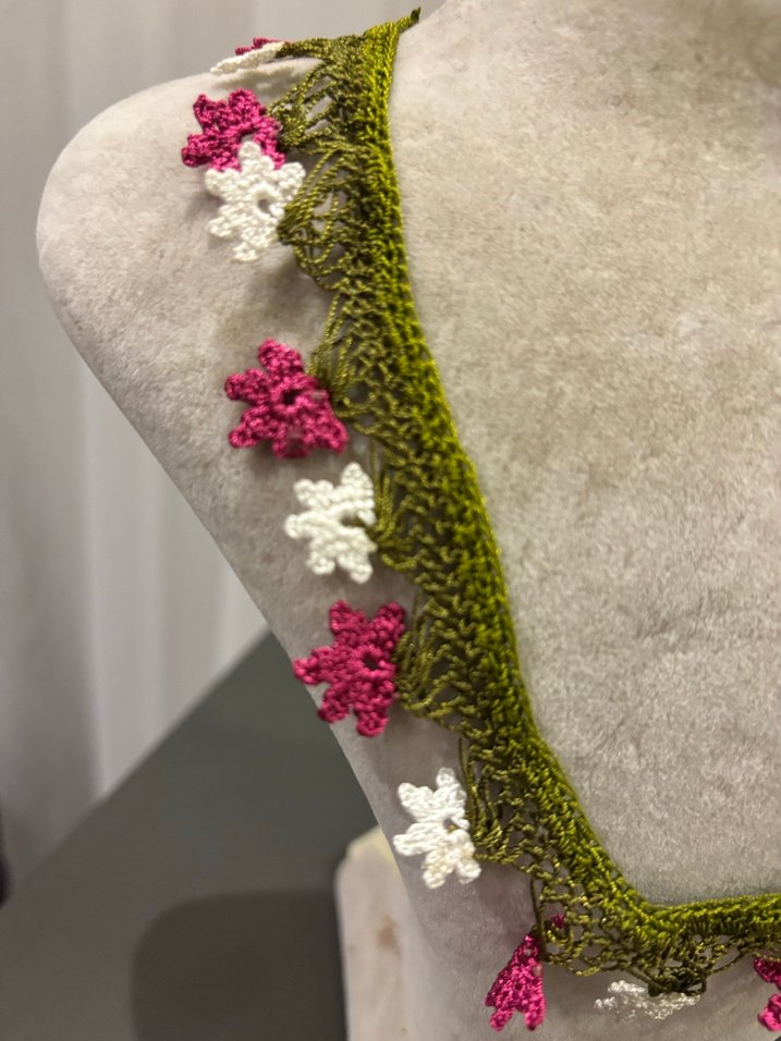 Renkli Nakışlı Dantel Mini Bohem Kolye - Görsel 2