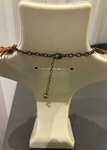 Kahverengi İşlemeli Boncuklu Bohem Kolye - Görsel 3