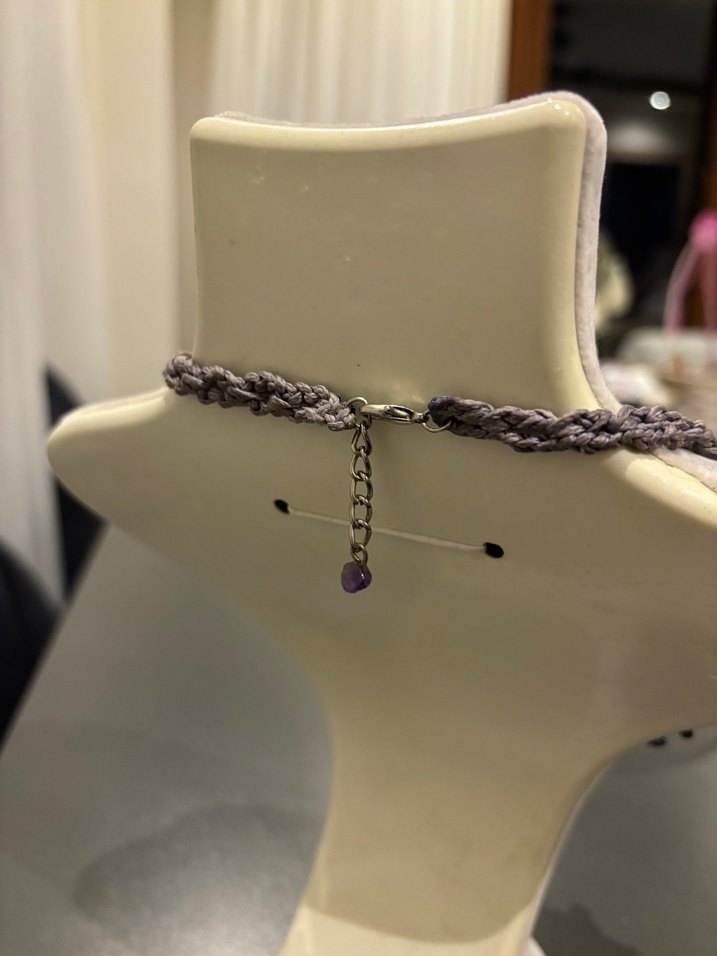 Mor Boncuklu Bohem Nakışlı Kısa Kolye - Görsel 3