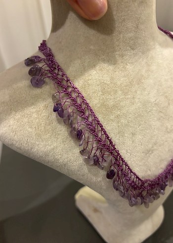 Mor Boncuklu Bohem Midi Kolye - Görsel 2