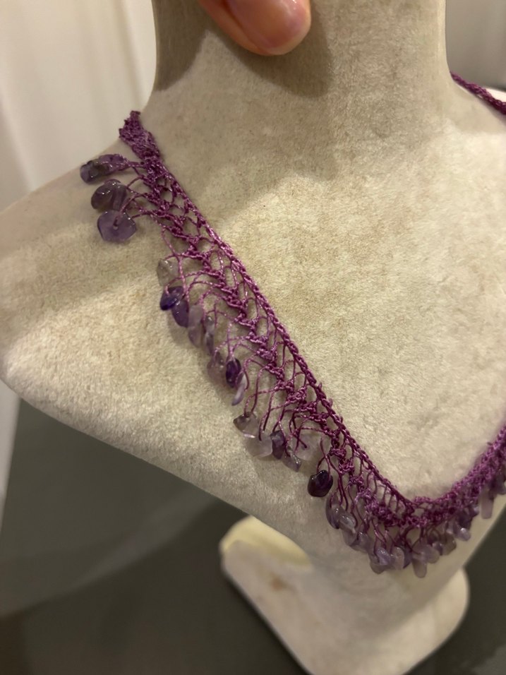 Mor Boncuklu Bohem Midi Kolye - Görsel 2