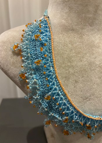 Boncuk İşlemeli Turkuaz Bohem Kolye - Görsel 2