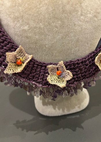 Mor Boncuklu Bohem Mini Kolye - Görsel 2