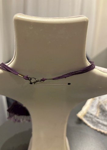 Mor Boncuklu Bohem Mini Kolye - Görsel 3