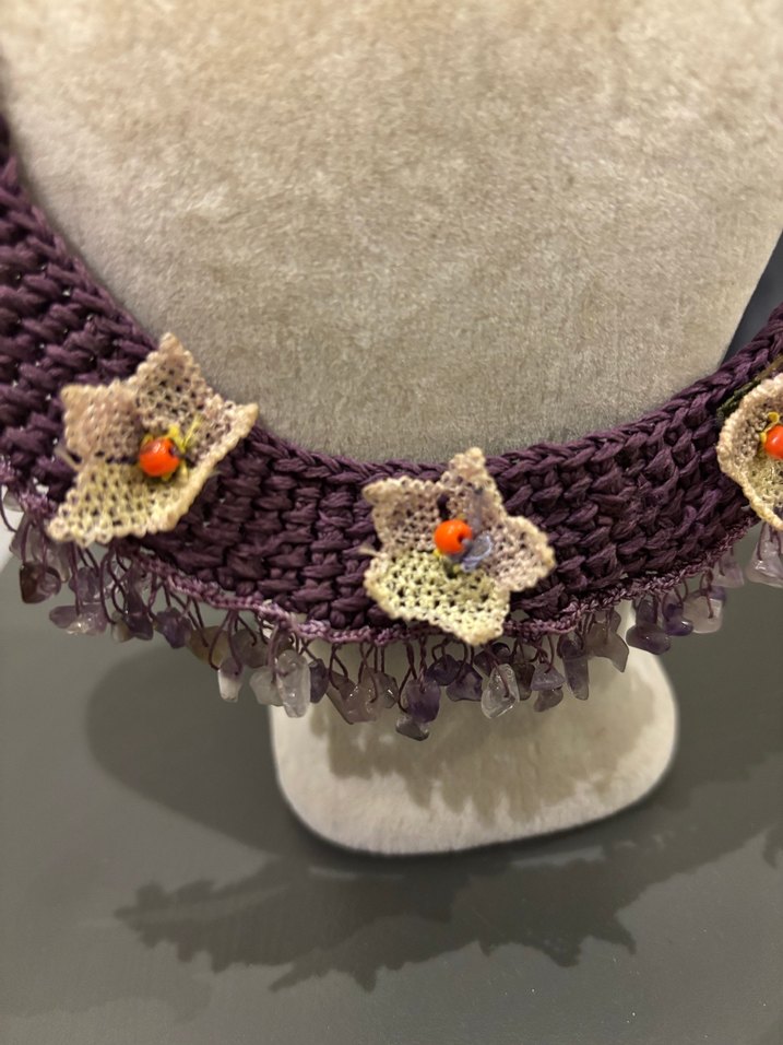 Mor Boncuklu Bohem Mini Kolye - Görsel 2