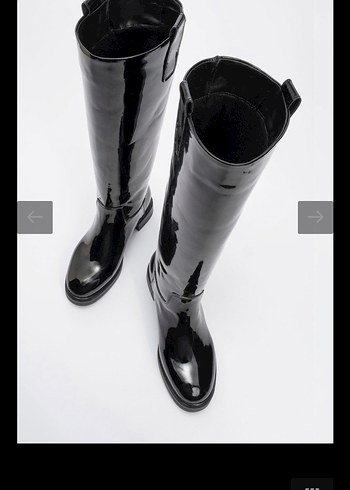 Siyah Parlak Çizme Rugan - Görsel 2