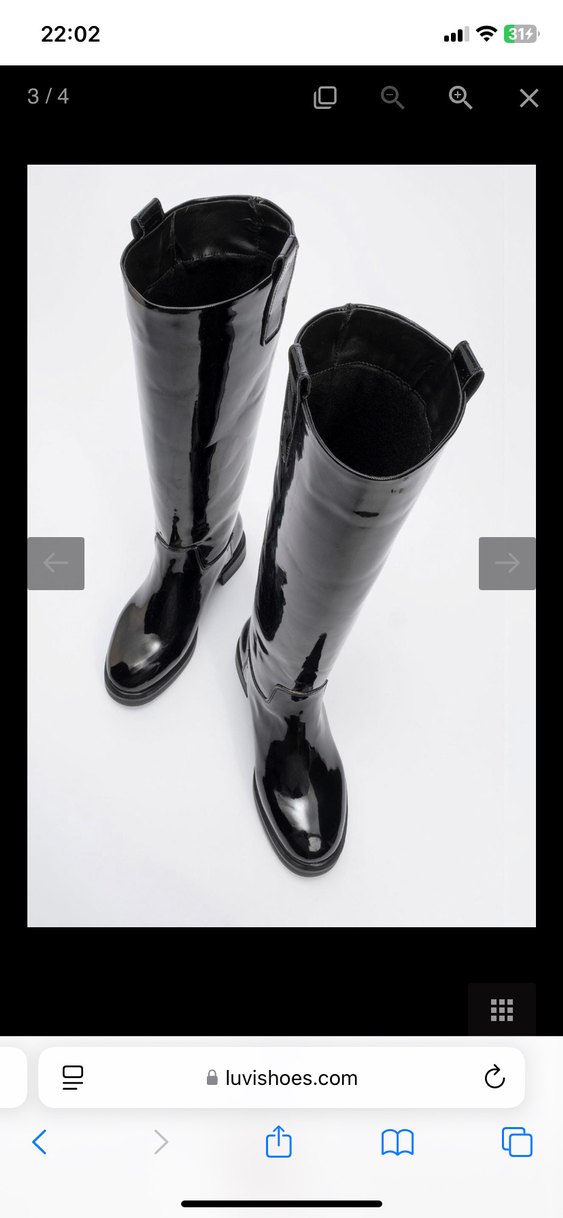 Siyah Parlak Çizme Rugan - Görsel 2