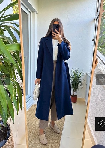 Lacivert uzun kuşaklı Kaban - Görsel 2
