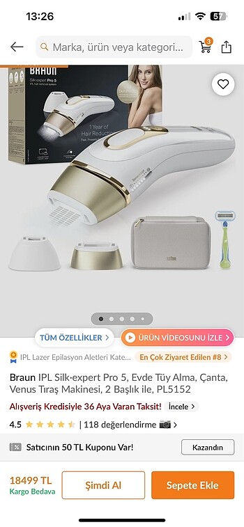 Braun silk expert pro 5 lazer cihazı