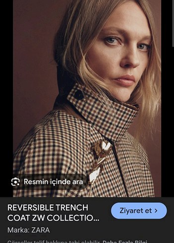 Bej Ekose Midi Trençkot - Görsel 3