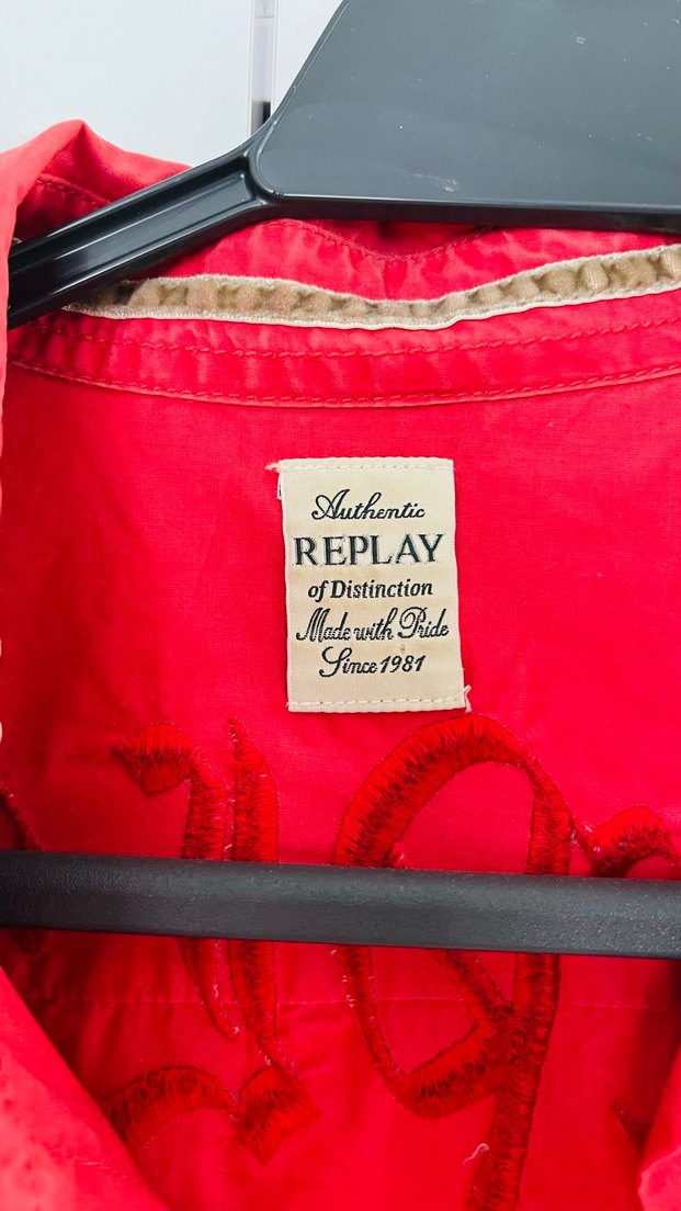 Düğmeli Kırmızı Kadın Keten Gömlek - Görsel 2