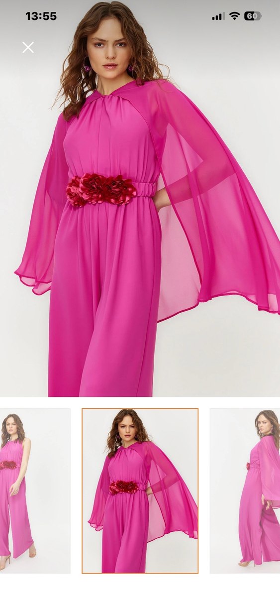 Pembe Uzun Drapeli Kadın tulum - Görsel 3