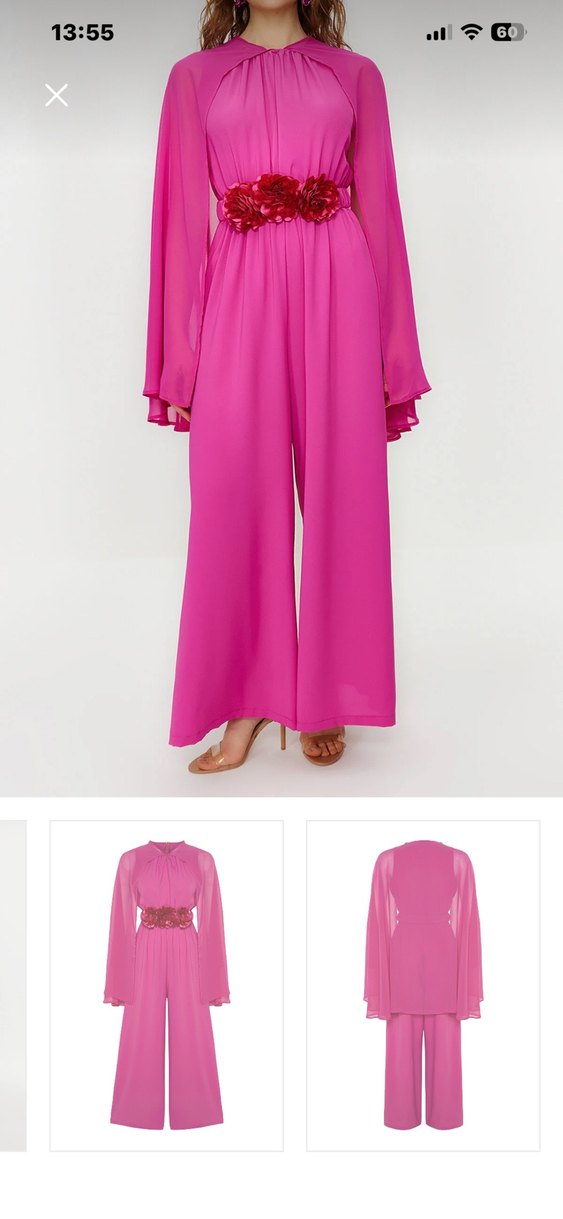 Pembe Uzun Drapeli Kadın tulum - Görsel 4