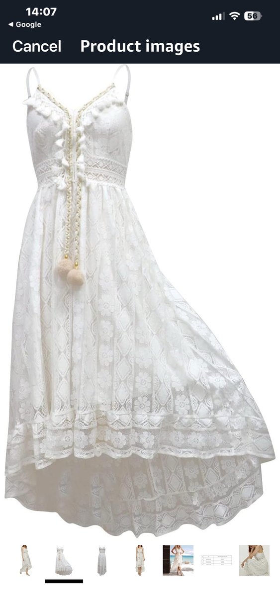 Dantel Detaylı Uzun Bohem Beyaz Elbise - Görsel 5