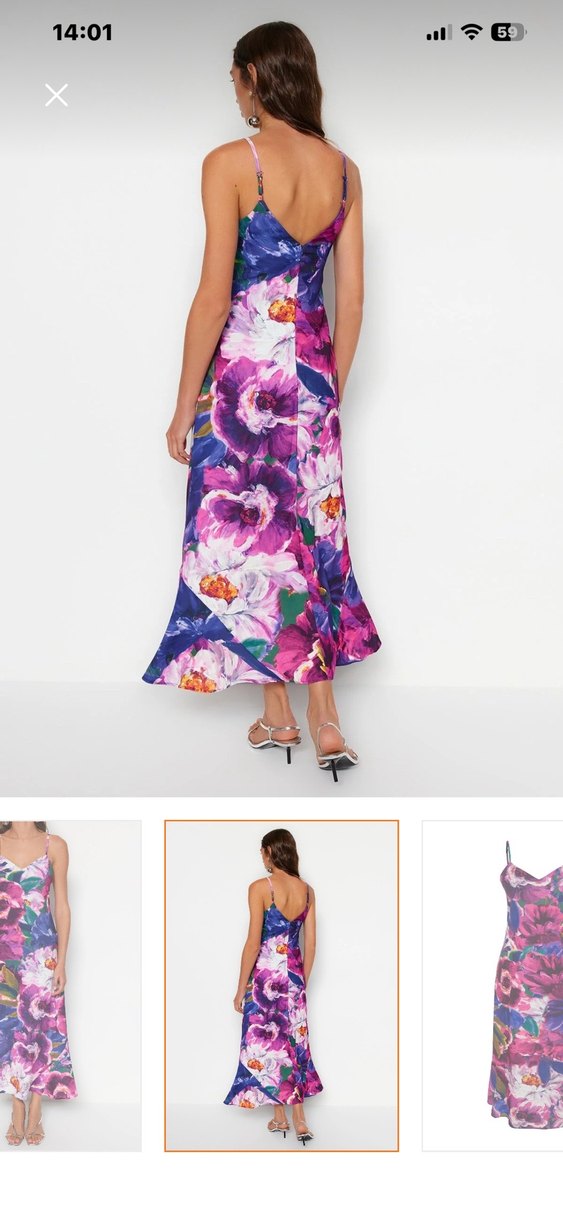 Kadın Çok Renkli Uzun Askılı Elbise - Görsel 4