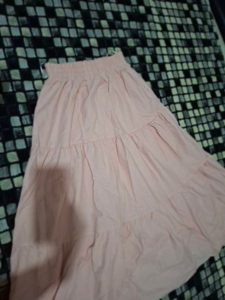 Pembe Uzun Fırfırlı Bohem Etek - Görsel 2