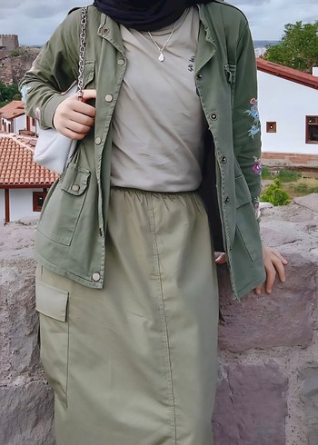 Nakışlı, Düğmeli, Midi Boy Kadın Ceket - Görsel 2