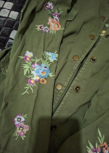 Nakışlı, Düğmeli, Midi Boy Kadın Ceket - Görsel 5