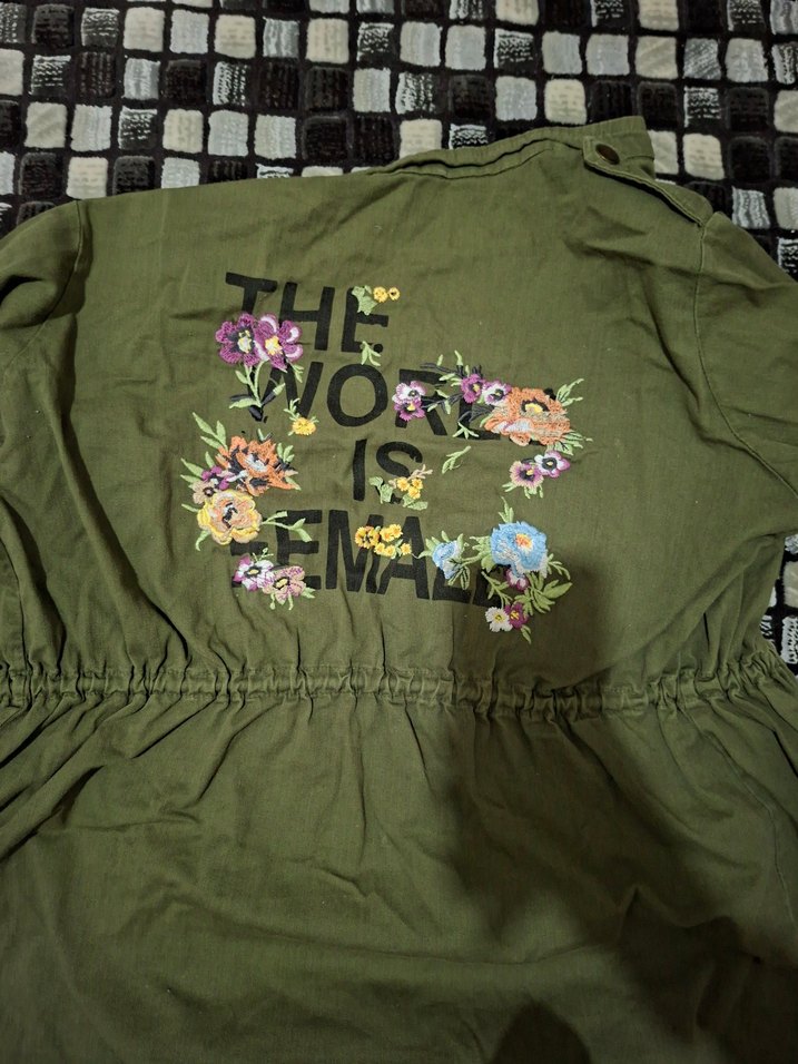 Nakışlı, Düğmeli, Midi Boy Kadın Ceket - Görsel 4