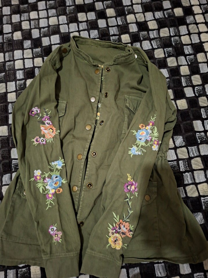 Nakışlı, Düğmeli, Midi Boy Kadın Ceket - Görsel 3