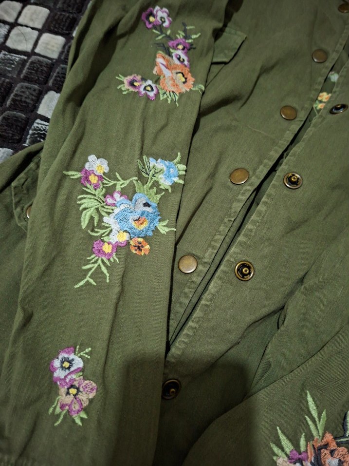 Nakışlı, Düğmeli, Midi Boy Kadın Ceket - Görsel 5