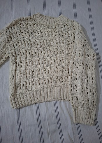 Kadın Beyaz Örgü Triko Kazak - Görsel 2