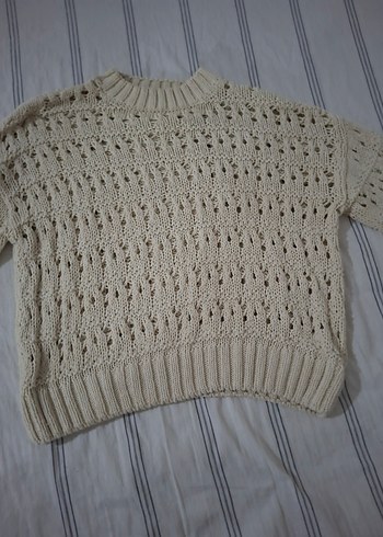 Kadın Beyaz Örgü Triko Kazak - Görsel 3