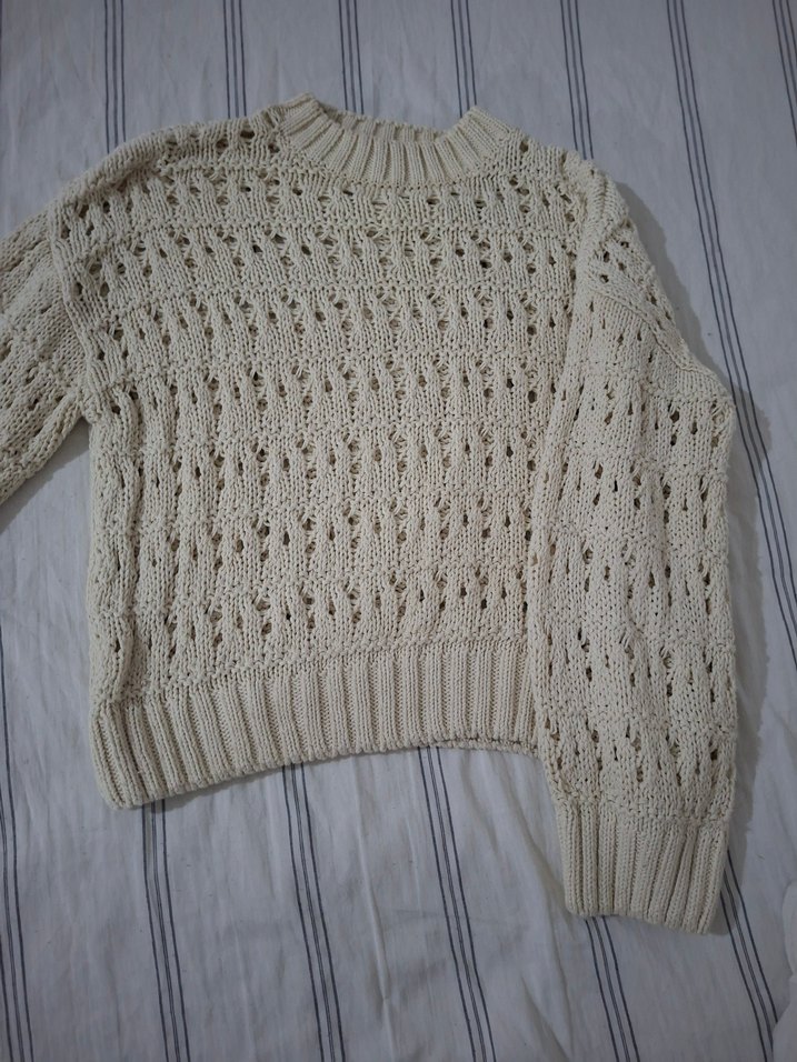 Kadın Beyaz Örgü Triko Kazak - Görsel 2