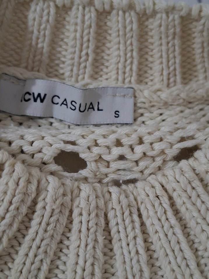 Kadın Beyaz Örgü Triko Kazak - Görsel 4