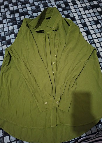 Düğmeli Kısa Kollu Keten Kadın Gömlek - Görsel 4