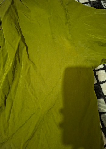 Düğmeli Kısa Kollu Keten Kadın Gömlek - Görsel 3