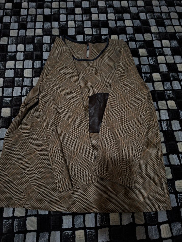 cepli Uzun Kollu Kahverengi Kadın tişört - Görsel 2