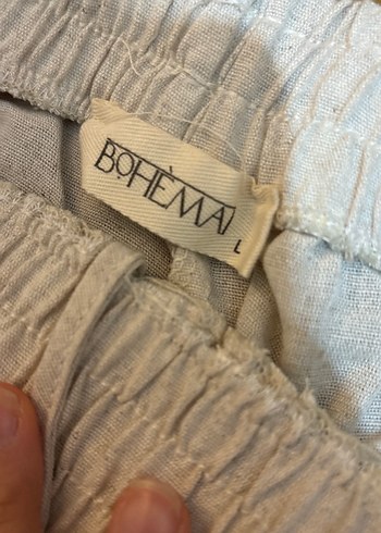 Bej Bol Kesim Keten Kadın Pantolon - Görsel 3