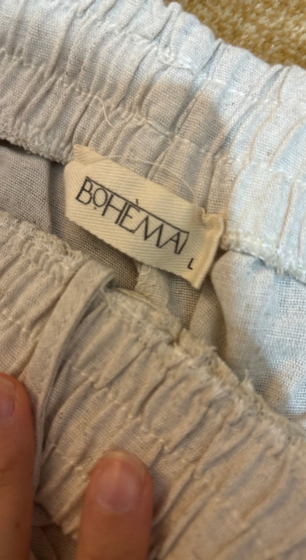 Bej Bol Kesim Keten Kadın Pantolon - Görsel 3