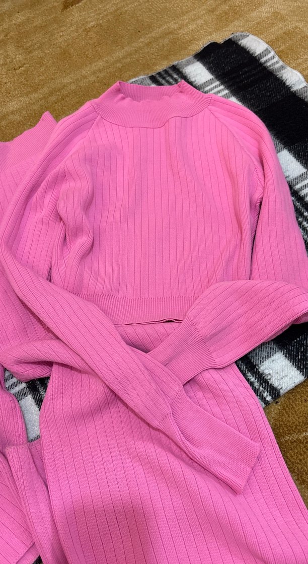 Pembe Triko Kadın Kumaş Pantolon - Görsel 2