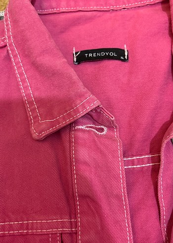Düğmeli Pembe Street Wear Denim Ceket - Görsel 3