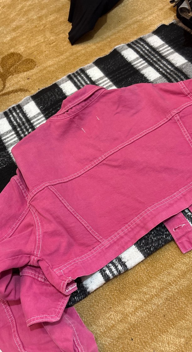 Düğmeli Pembe Street Wear Denim Ceket - Görsel 4