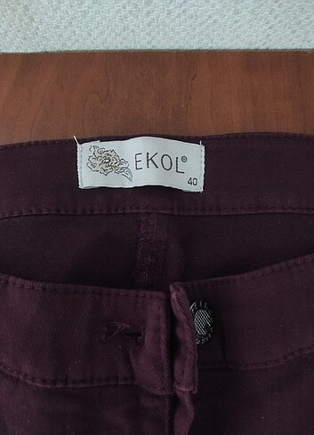 Bordo paçaları fermuarlı cepli Jean pantolon