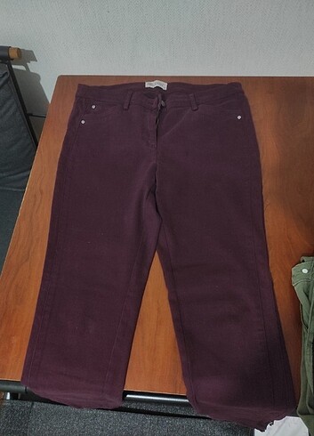 40 Beden Bordo paçaları fermuarlı cepli Jean pantolon