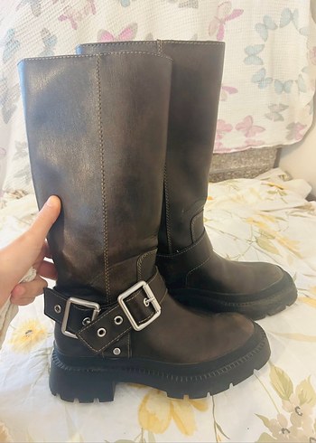 Dizüstü Deri Çizme zara biker bershka adl - Görsel 4