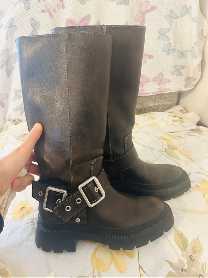 Dizüstü Deri Çizme zara biker bershka adl - Görsel 4