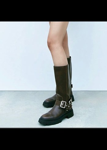 Kadın Dizüstü Deri Çizme ZARA BİKER - Görsel 2