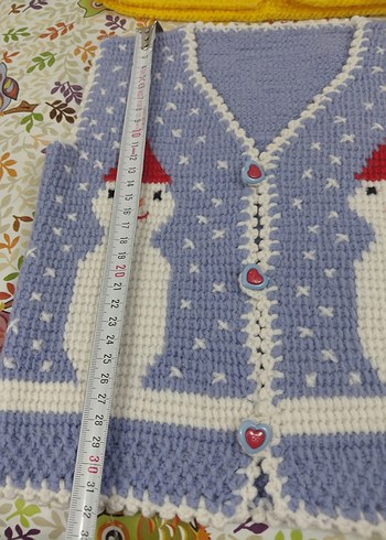 Nakışlı Renkli Kız Erkek Çocuk Örgü Yelek - Görsel 4