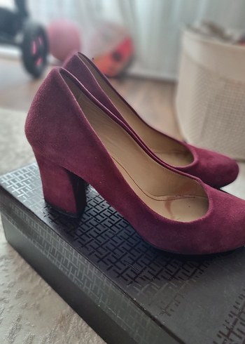 Bordo Süet Stiletto Topuklu Kadın Ayakkabı - Görsel 2