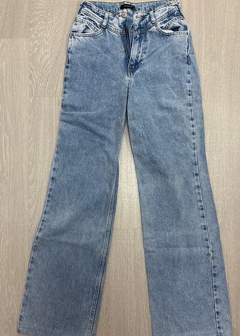 32 Beden Beyaz Rahat Kesim Midi Kot Pantolon